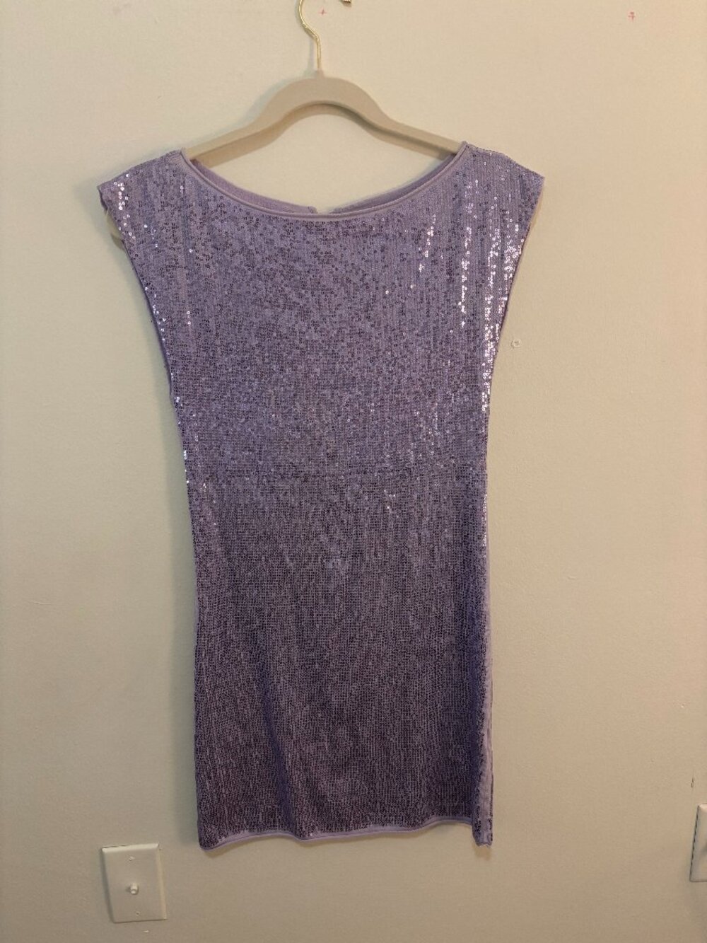 Alice + Olivia Lavender Purple Sequin Open Back Mini Dress